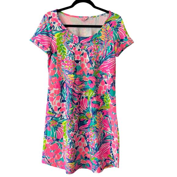 Lilly Pulitzer Gumbo Limbo TAMMY TSHIRT DRESS French Terry UPF50+ Giraffes Small - Picture 1 of 8